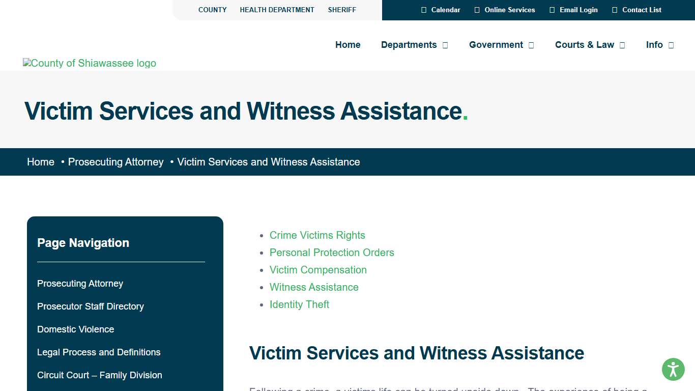 Victim Services and Witness Assistance – Shiawassee County